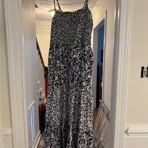 Lane Bryant Navy and White Floral Maxi Dress